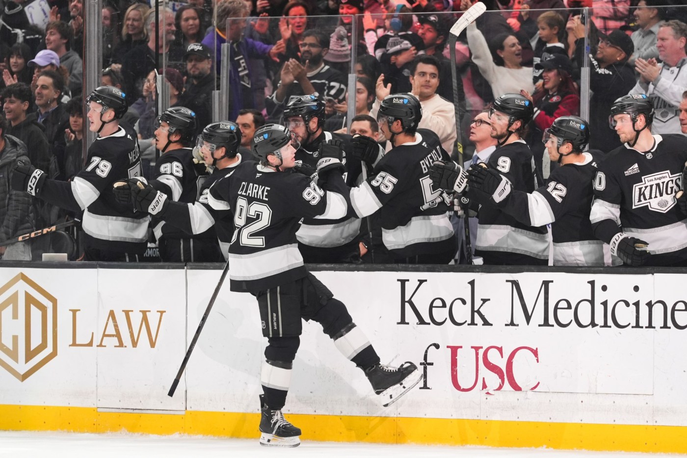 Brandt Clarke’s power-play goal helps Kings end 3-game skid