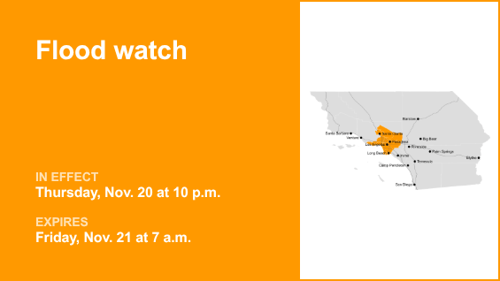 Flood watch in place for Los Angeles County until Friday morning due to substantial rain