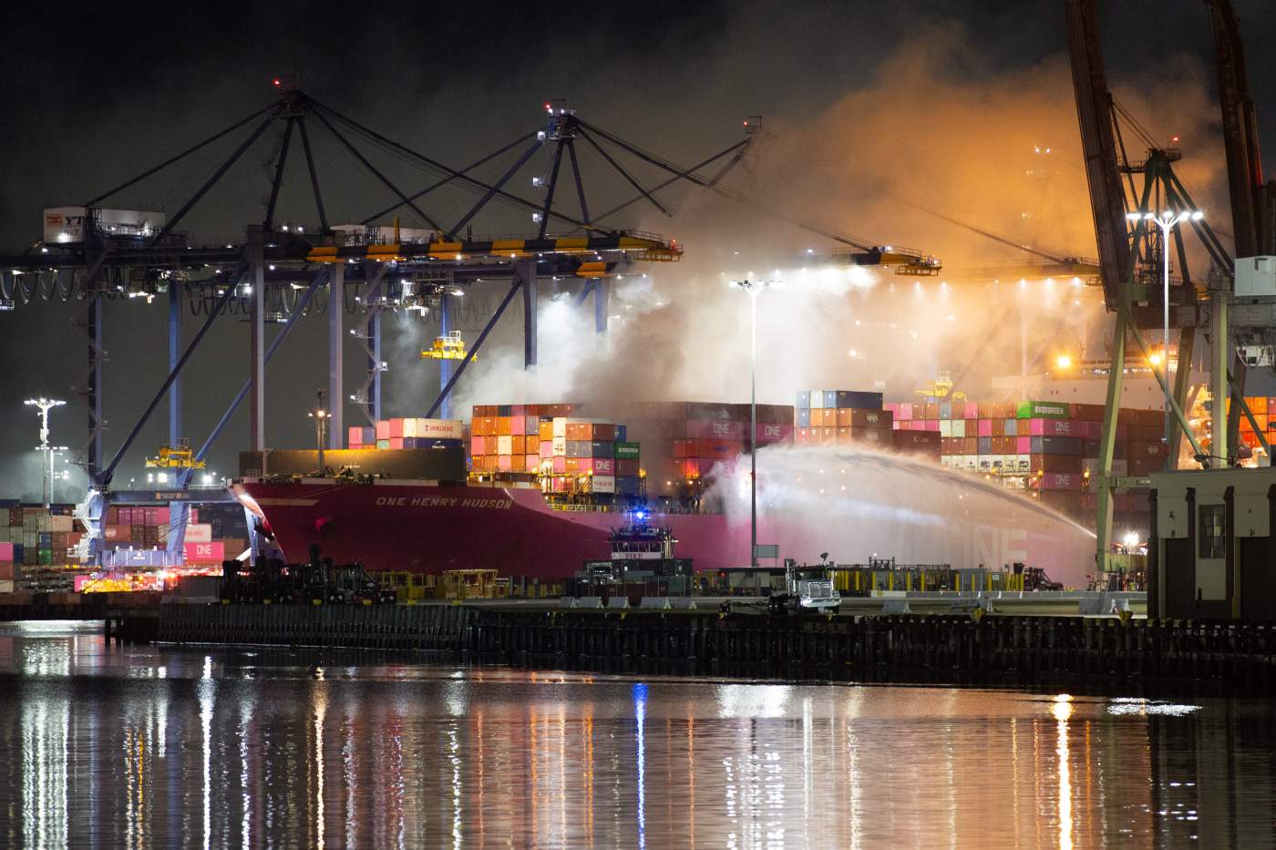 Progress made in fighting electrical fire on container ship in San Pedro